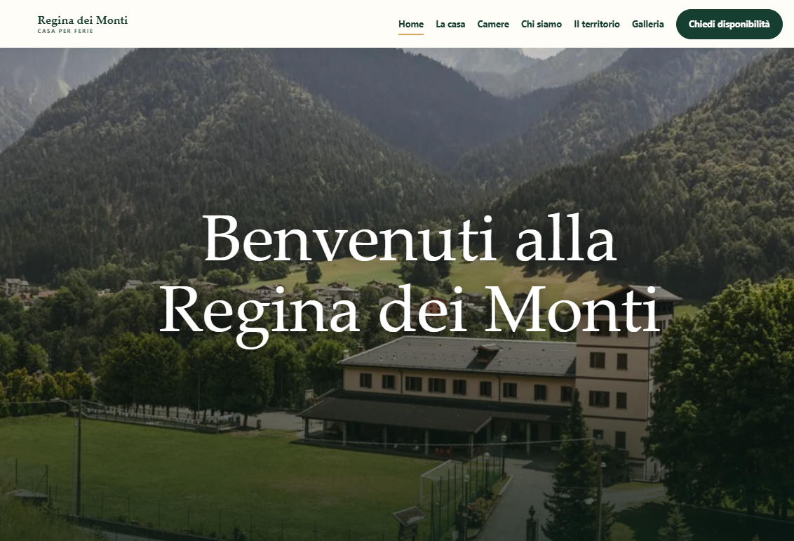 Homepage del nuovo sito Regina dei Monti
